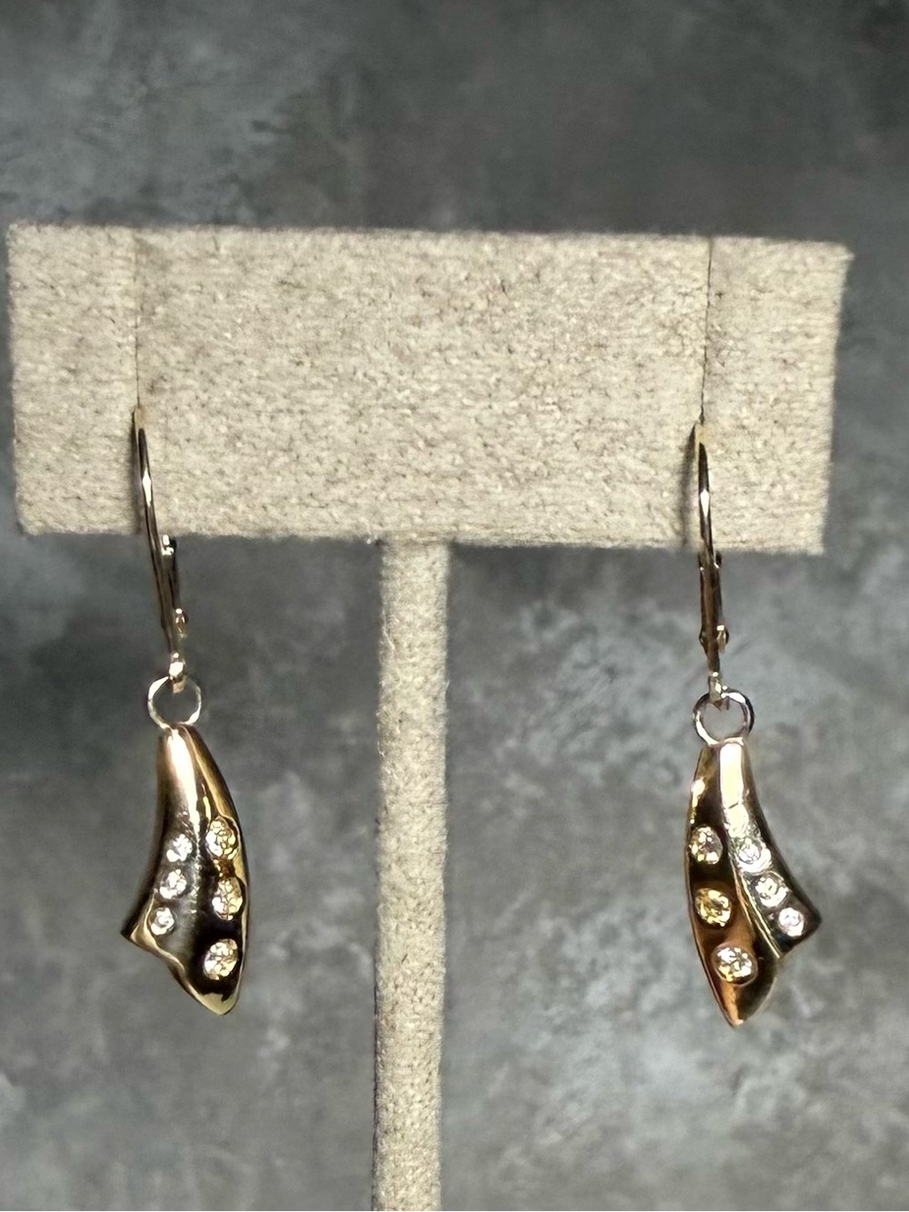 14K yellow Gold & Diamonds Drop Earrings - Women's Fashion Jewelry